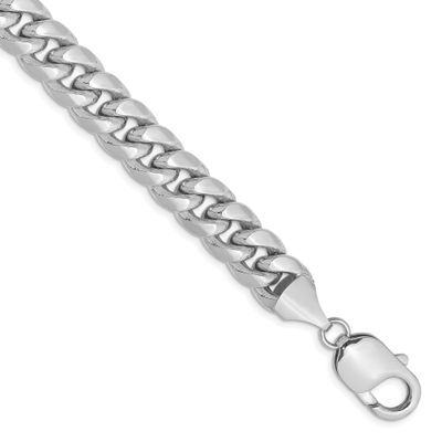 9.3mm Semi-Solid Miami Cuban Chain 9 Inch 14k White Gold, MPN: BC157W-9, UPC: