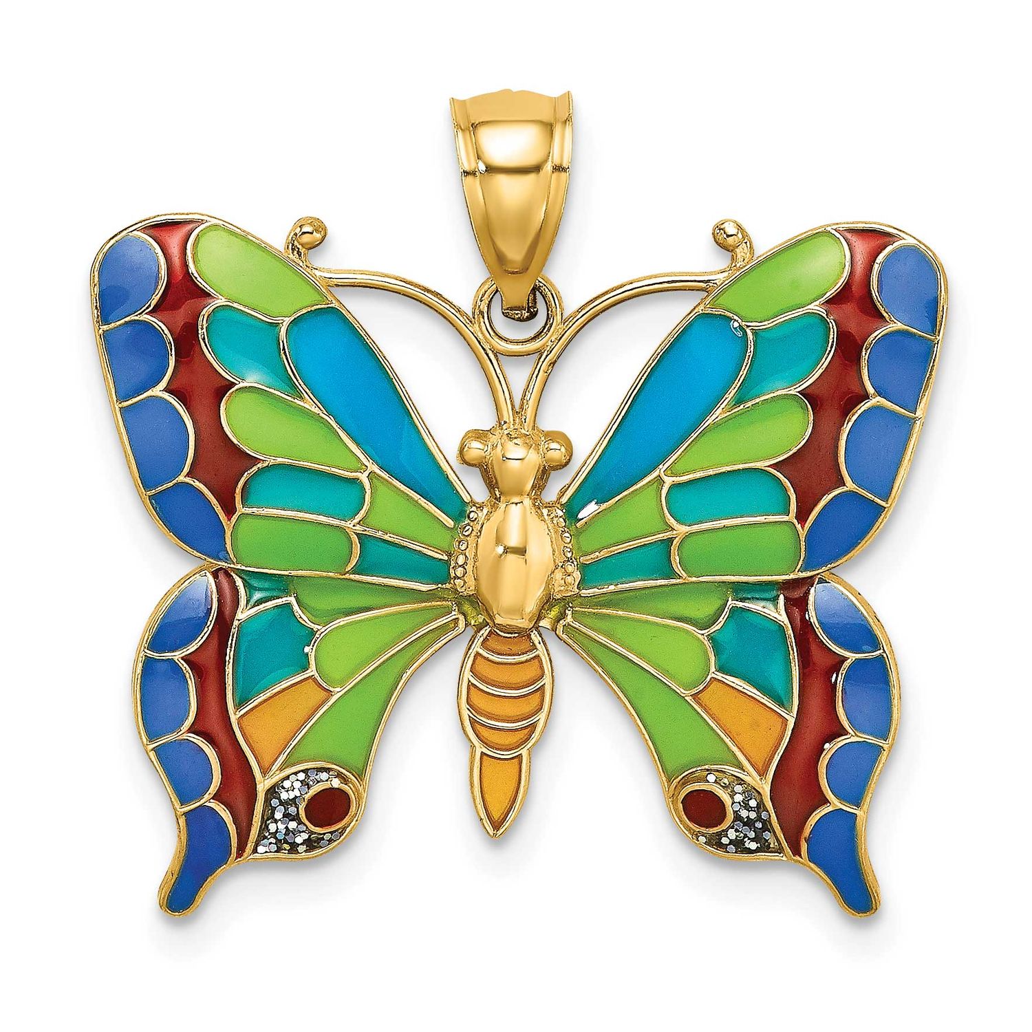 Enameled Butterfly Pendant 14k Gold, MPN: K8640, UPC: 637218145362