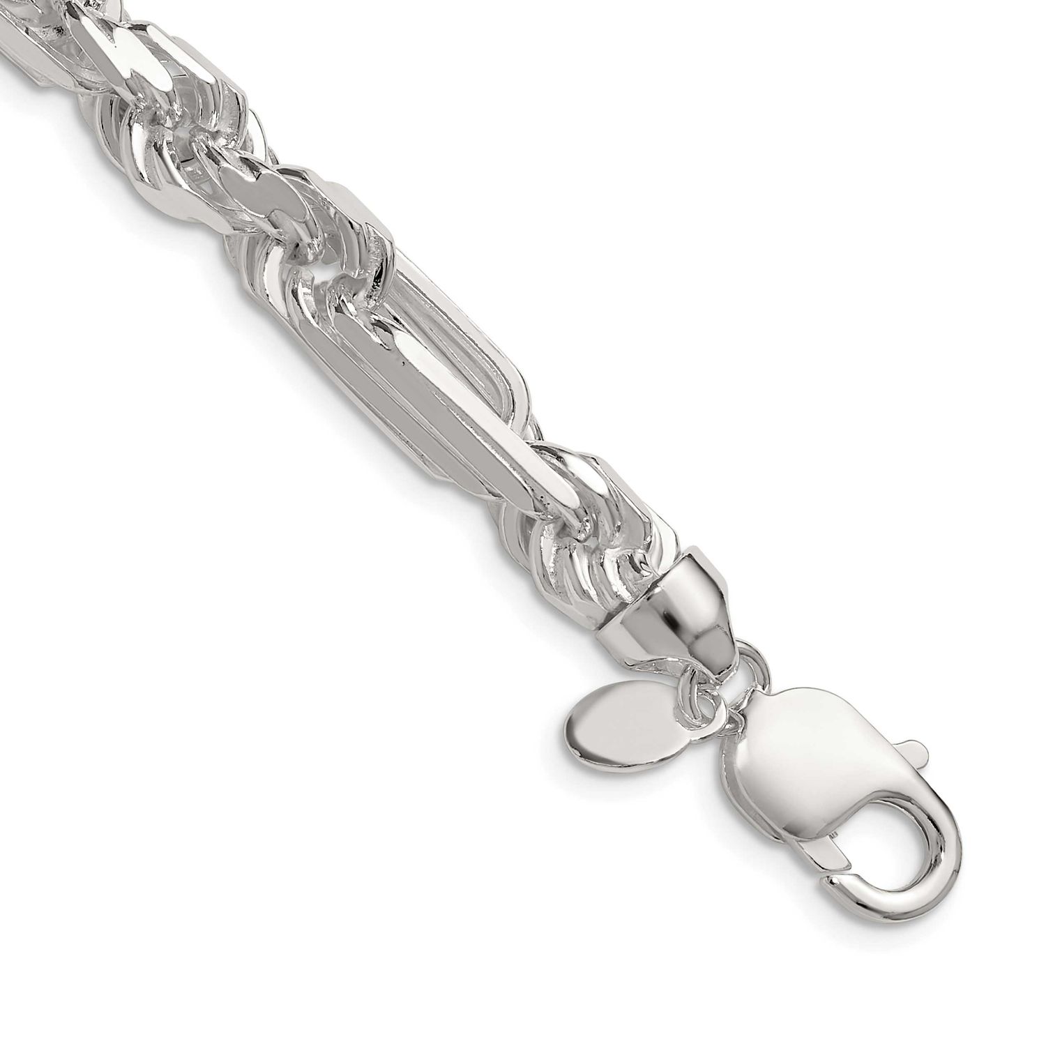 8mm Diamond-cut Figarope Chain 22 Inch Sterling Silver, MPN: QFGR150-22, UPC: