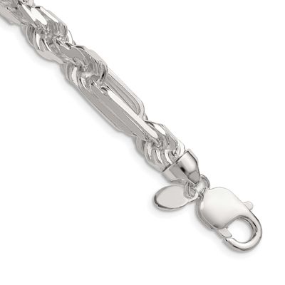 8mm Diamond-cut Figarope Chain 22 Inch Sterling Silver, MPN: QFGR150-22, UPC: