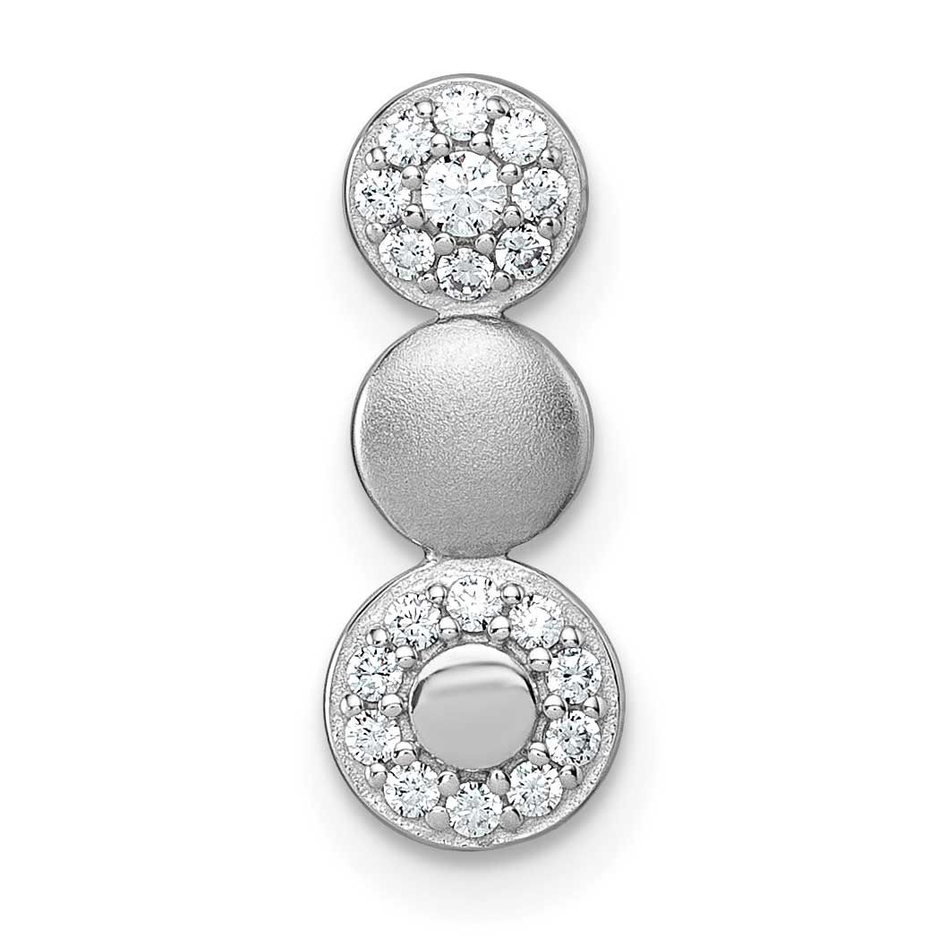 Polished and Satin CZ 3-Circles Chain Slide Pendant 16.6 Inch Sterling Silver Rhodium-Plated, MPN: …