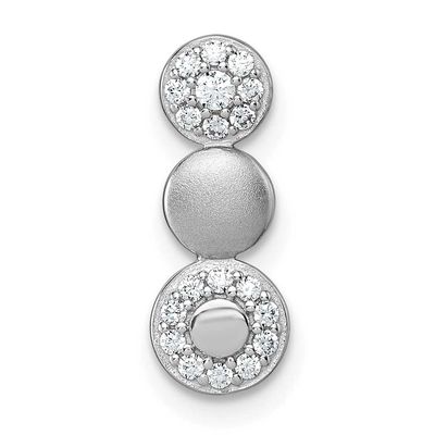 Polished and Satin CZ 3-Circles Chain Slide Pendant 16.6 Inch Sterling Silver Rhodium-Plated, MPN: …