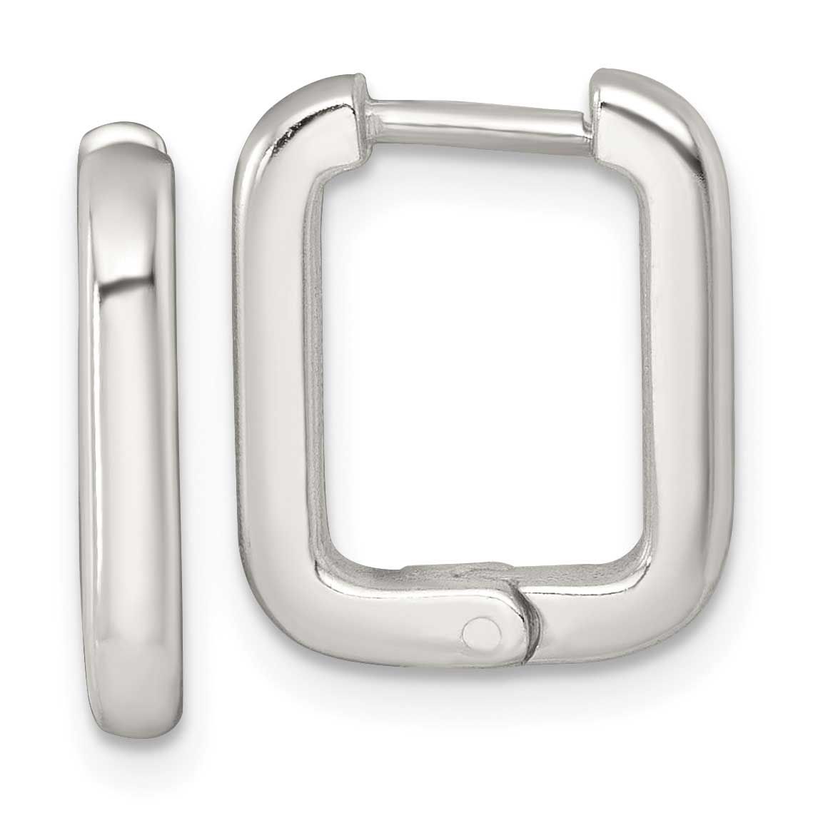 Hinged Rectangular Hoop Earrings Sterling Silver Polished, MPN: QE17940, UPC: