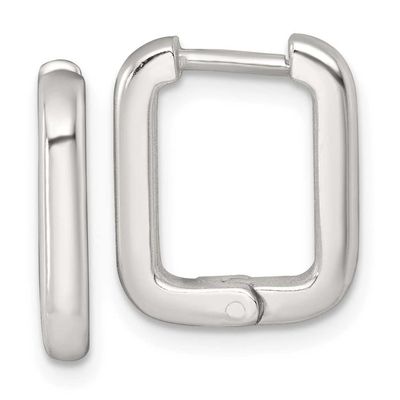 Hinged Rectangular Hoop Earrings Sterling Silver Polished, MPN: QE17940, UPC:
