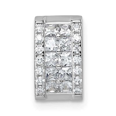 CZ Rectangle Chain Slide Pendant 12.3 Inch Sterling Silver Rhodium-Plated, MPN: QG7172P, UPC: