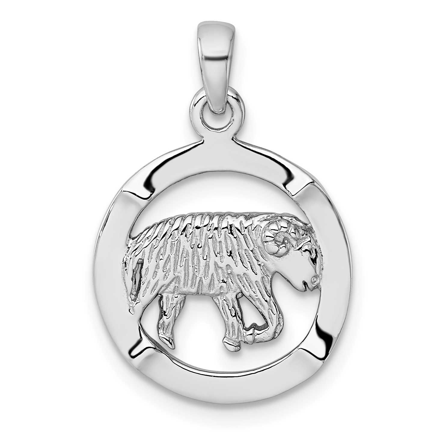 Polished Aries Zodiac Pendant Sterling Silver Rhodium-Plated, MPN: QC11660, UPC: