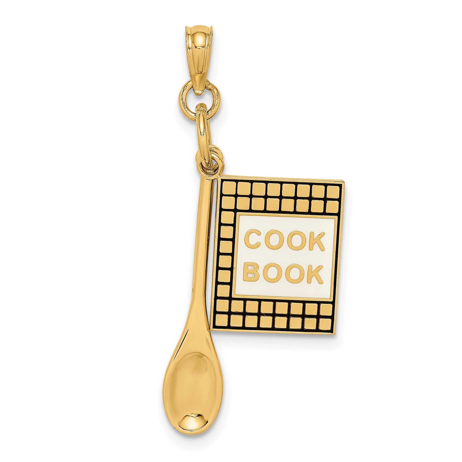 3-D Cook Book with Black Enamel and Spoon Charm 14k Gold, MPN: K7026, UPC: 637218139859