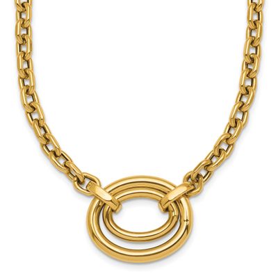 Double Oval 17.5 with .5 Inch Extender Fancy Necklace 14k Gold Polished, MPN: SF3232-17.5, UPC: