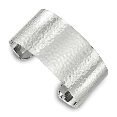 30mm Flat Hammered Cuff Bangle Sterling Silver, MPN: QB1565, UPC: