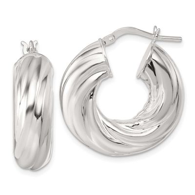 8mm Twisted Hoop Earrings Sterling Silver Polished, MPN: QE17892, UPC: