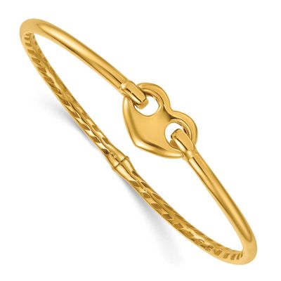 Heart Hinged Bangle Bracelet 14k Gold Polished, MPN: DB765, UPC: