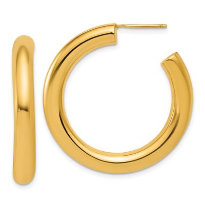 5.0 x 35mm Polished Post Hoop Earrings 14k Gold, MPN: TF2526, UPC: