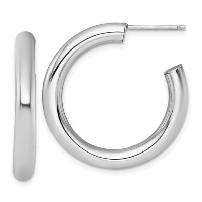 4.0 x 30mm Polished Post Hoop Earrings 14k White Gold, MPN: TF2537W, UPC: