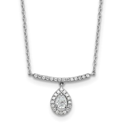 Polished Diamond Bar with Dangle Pear Necklace 14k White Gold, MPN: PM10511-025-WAA, UPC: