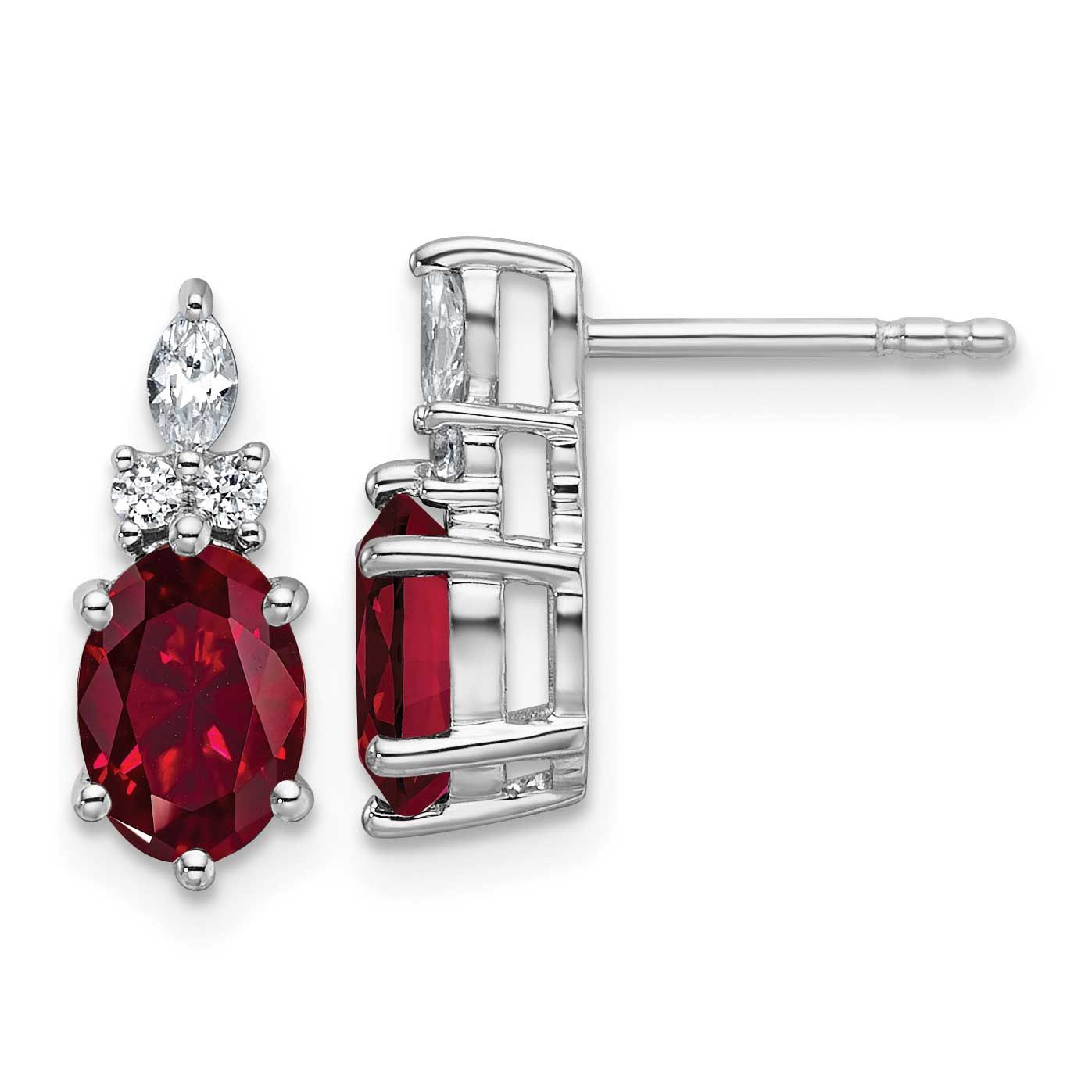 Polished Diamond and Lab Created Ruby Twisted Post Earrings 14k White Gold, MPN: EM9791-CRU-017-WAA…