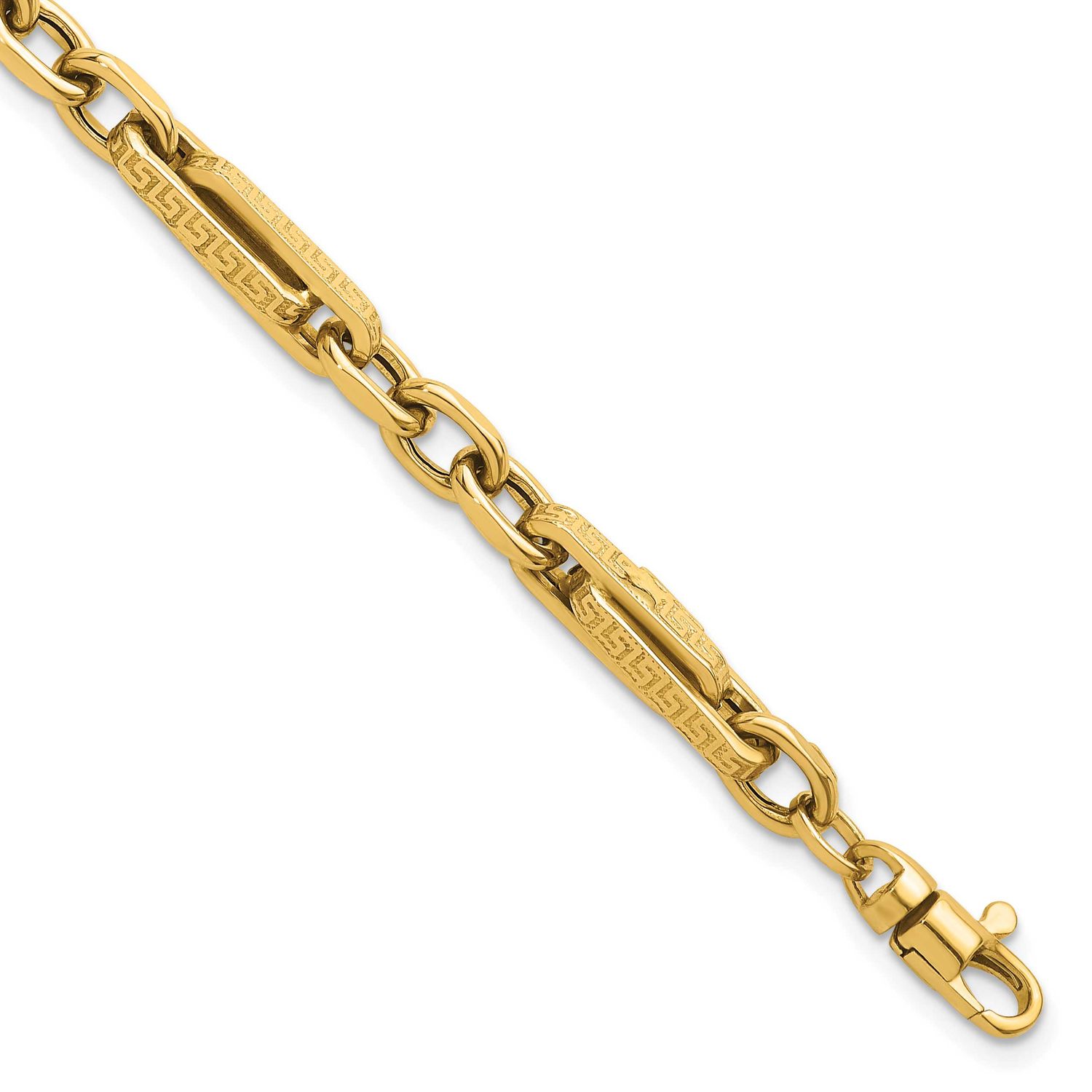 Textured Greek Key Design 7.75 In Bracelet 14k Gold Polished, MPN: SF3135-7.75, UPC: