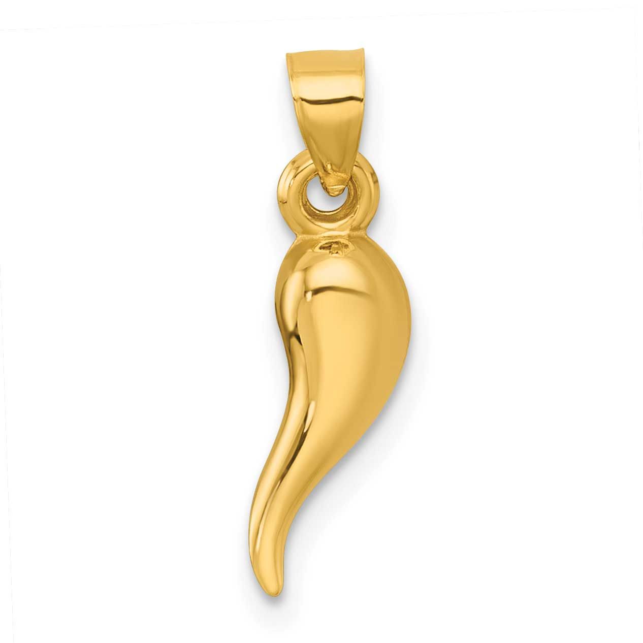 Hollowed Italian Horn Pendant 14k Gold Polished, MPN: K10051, UPC: