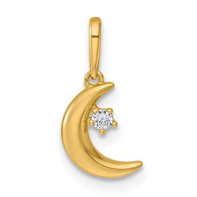 CZ Moon Pendant 14k Gold Polished, MPN: YC1615, UPC: