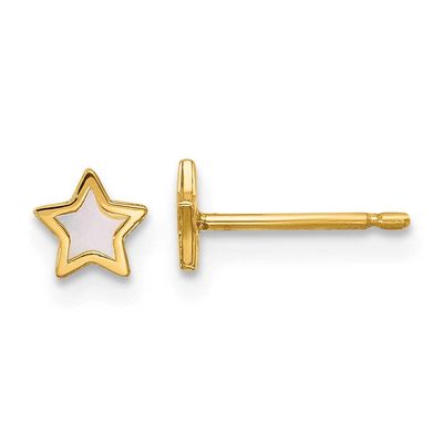 Mother of Pearl Star Post Earrings 14k Gold Polished, MPN: YC1636, UPC: