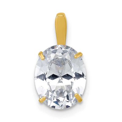 White 8x10mm Oval CZ Pendant 10k Gold Polished, MPN: 10C4978, UPC:
