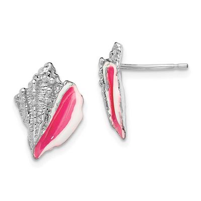 De-Ani Enameled Conch Shell Post Earrings Sterling Silver Rhodium-Plated, MPN: QE15529, UPC: 637218…