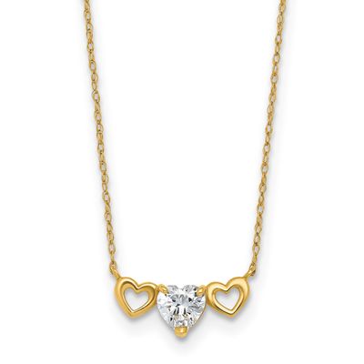 CZ Triple Heart Necklace 10k Gold Polished, MPN: 10C4983-18.5, UPC: