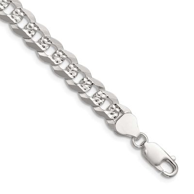 7.9mm Flat Diamond-cut Pave Curb Chain 24 Inch Sterling Silver, MPN: QPCB180-24, UPC: