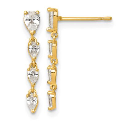 Fancy CZ Post Dangle Earrings 14k Gold Polished, MPN: YE2275, UPC: