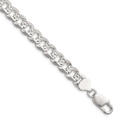 8.25mm Flat Diamond-cut Pave Curb Chain 9 Inch Sterling Silver, MPN: QPCB200-9, UPC: