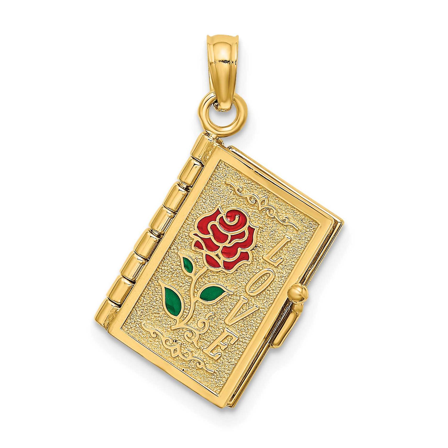 Enameled 3D Moveable Love Flower Book Pendant 14k Gold, MPN: K6727, UPC: 637218114689