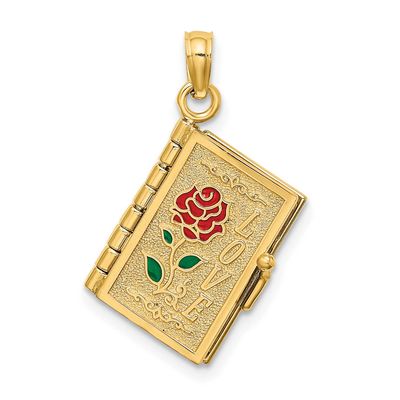 Enameled 3D Moveable Love Flower Book Pendant 14k Gold, MPN: K6727, UPC: 637218114689