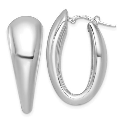 Rhodium-Plated Oval Graduated Hoop Earrings Sterling Silver Polished, MPN: QE17922, UPC: