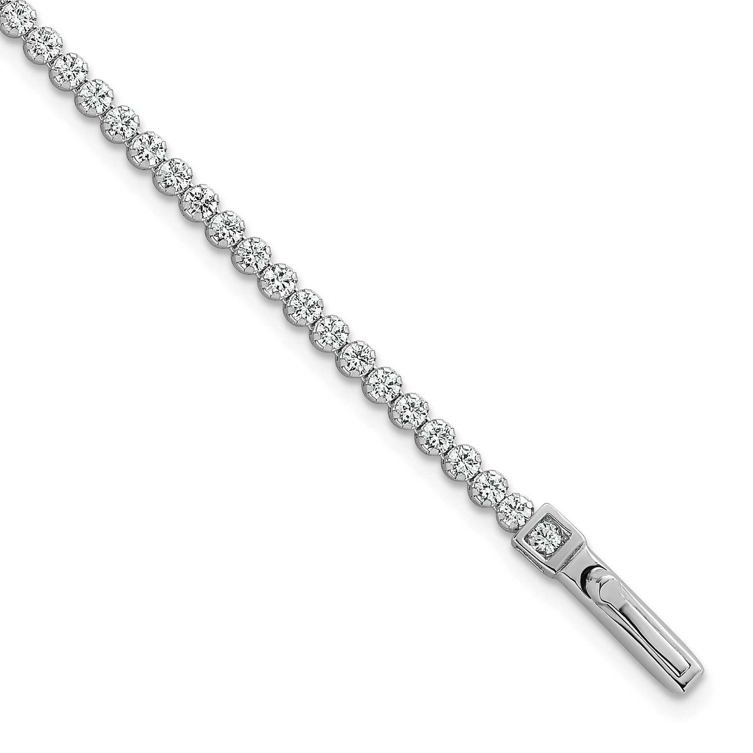 2.5mm CZ 7.5 Inch Tennis Bracelet Sterling Silver Rhodium-Plated Polished, MPN: QG6853-7.5, UPC: