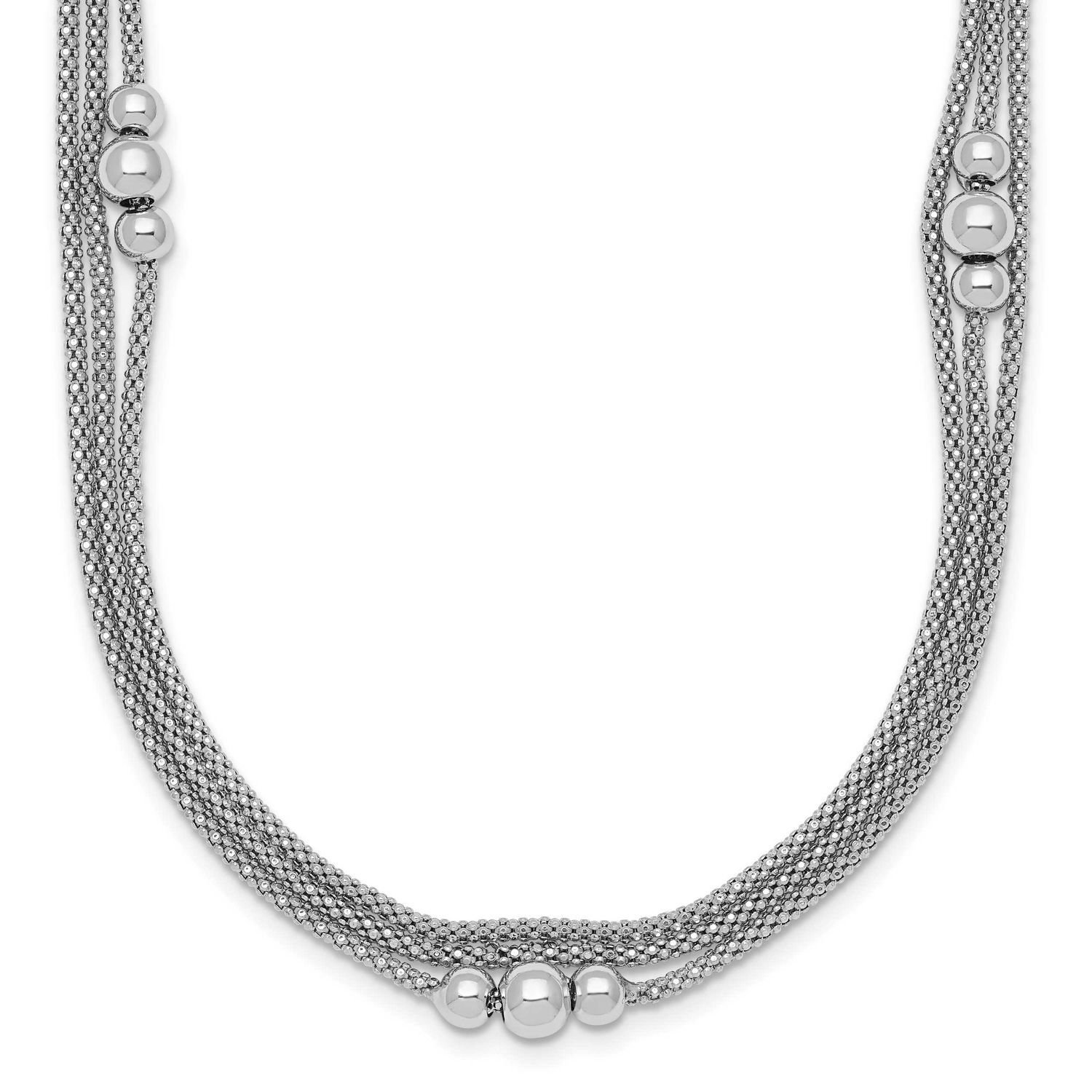 Three Strand 17 Inch with 1 Inch Extender Necklace Sterling Silver Rhodium-Plated, MPN: QG6946-17, …