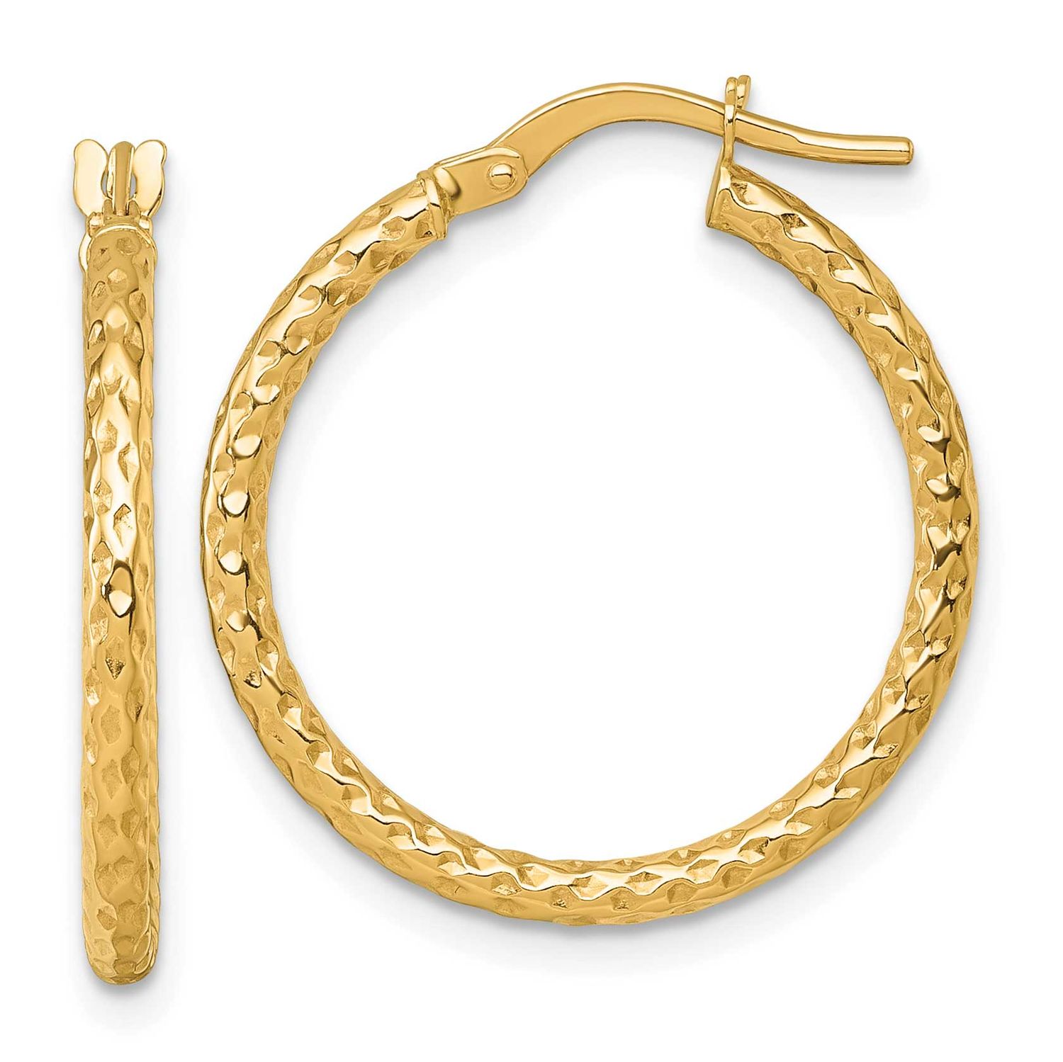 Diamond-Cut Hoop Earrings 14k Gold Polished, MPN: TF2409, UPC: