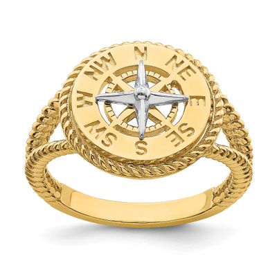 Mini Nautical Compass Rope Ring 14k Two Tone Gold, MPN: R685, UPC: 637218185696