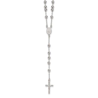 Beaded Rosary 24 Inch Necklace Sterling Silver Polished, MPN: QH5876-24, UPC: