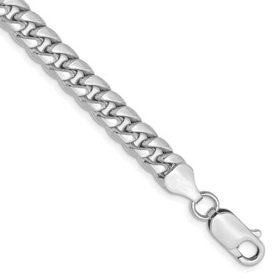 6mm Semi-Solid Miami Cuban Chain 9 Inch 14k White Gold, MPN: BC154W-9, UPC: