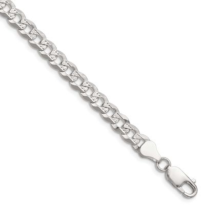 5.9mm Flat Diamond-cut Pave Curb Chain 8 Inch Sterling Silver, MPN: QPCB140-8, UPC: