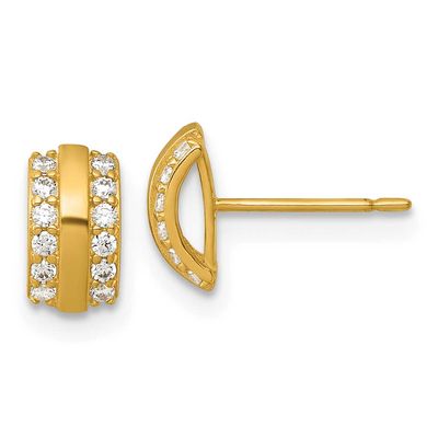 CZ Curved Bar Post Earrings 14k Gold Polished, MPN: YE2259, UPC: