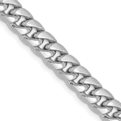 6mm Semi-Solid Miami Cuban Chain 24 Inch 14k White Gold, MPN: BC154W-24, UPC: