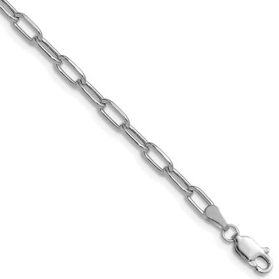 3.7mm Semi-Solid Beveled Paperclip Chain 16 Inch 14k White Gold, MPN: BC208W-16, UPC: