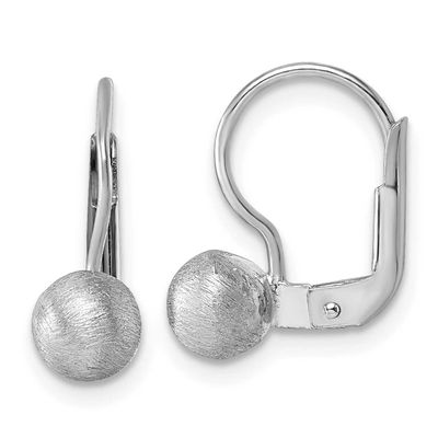 Scratch Finish Ball Leverback Earrings Sterling Silver Rhodium-Plated, MPN: QE18038, UPC: