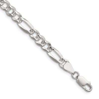 6.1mm Flat Diamond-cut Pave Figaro Chain 22 Inch Sterling Silver, MPN: QPF140-22, UPC: