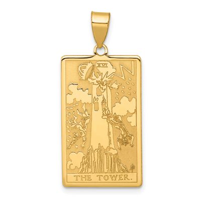 The Tower Tarot Card Pendant 14k Gold, MPN: XM726, UPC: