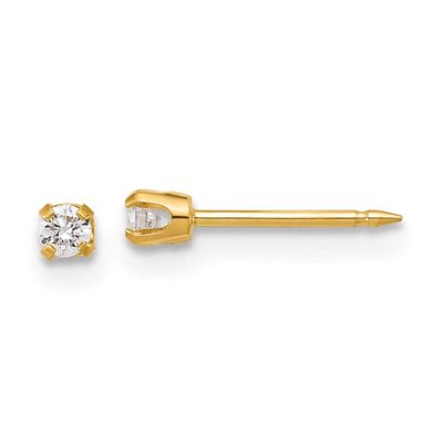 Inverness 2.4mm .10Ct Lab Grown Diamond Short Post Earrings 14k Gold Polished, MPN: 1013E-SP, UPC: