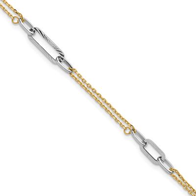 Diamond-cut 6.5 Inch W.75 Inch Extension Bracelet 14K Two Tone Gold Polished, MPN: FB2043-6.5, UPC: