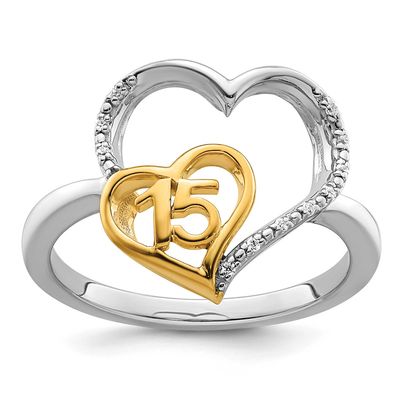 Diamond Quinceanera Heart Ring 14K Two Tone Gold Polished, MPN: RM10196-003-WYAA, UPC: