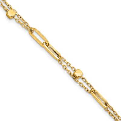Beaded 2-StrFancy Link 7.5 Inch Bracelet 14k Gold Polished, MPN: SF3110-7.5, UPC: