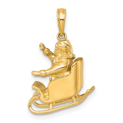 3-D Santa In Sleigh Waving Charm 14k Gold Polished, MPN: K10013, UPC: